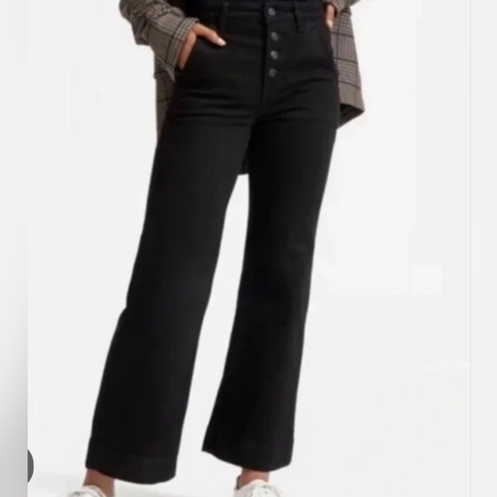 Everlane Wide Leg Black Y2k Jeans with 5 Button Fly Size 25 - Picture 2 of 7